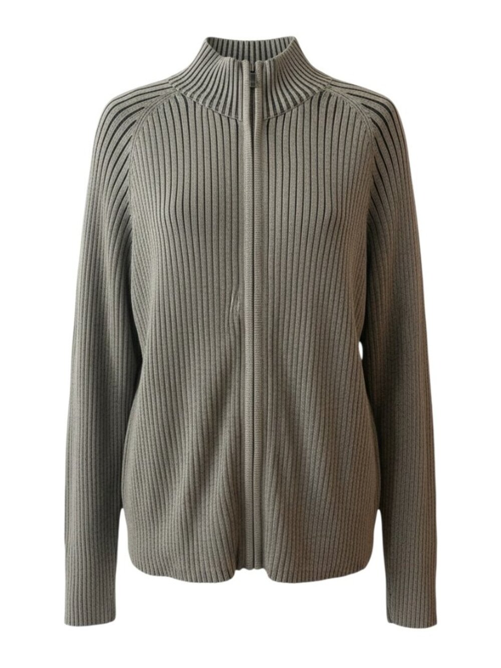 DKNY Women's Gray Knit Long Sleeve Full Zip Cardigan Extra Large